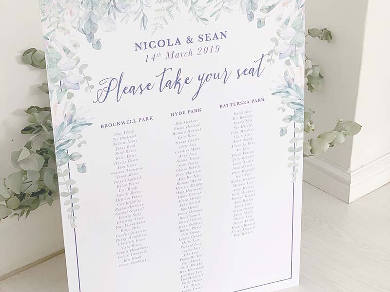 Nicole and Sean seating plan