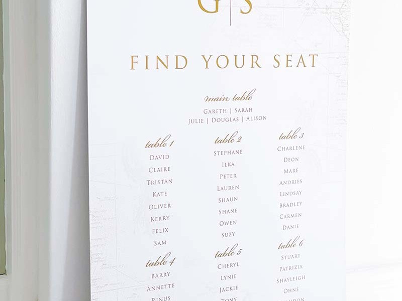 Sarah & Gareth seating plan