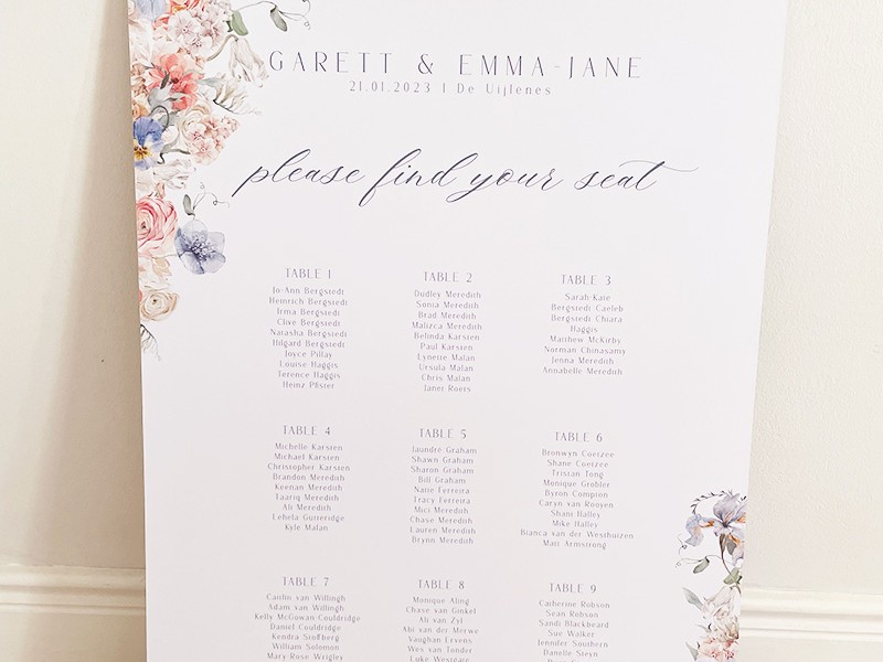 Emma and Garett seating plan