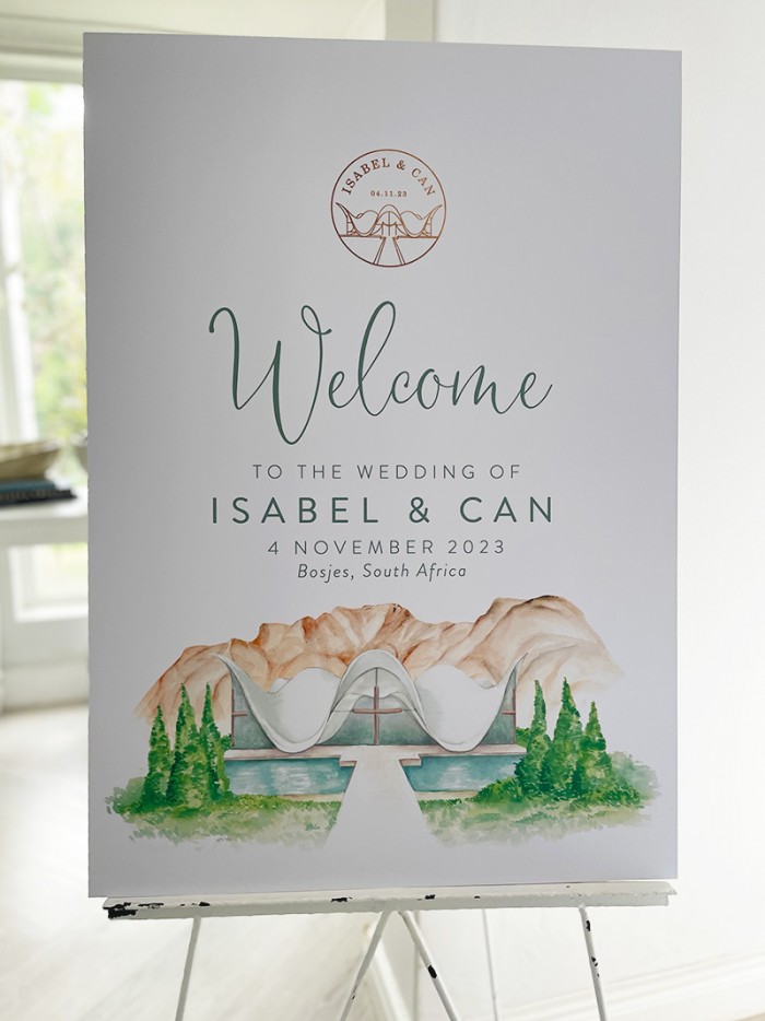 Isabel and Can welcome sign