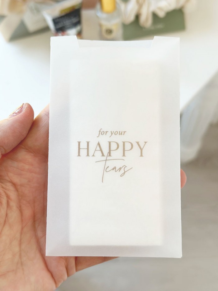 Kristina and Jonathan happy tears tissue pack