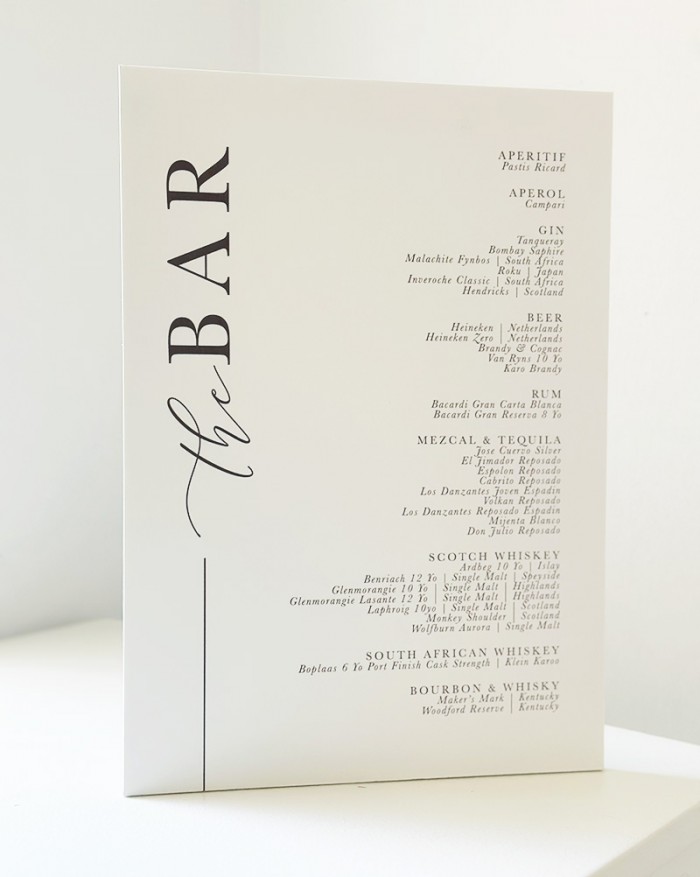 Collection 11 bar menu