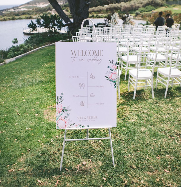 Abby and Michael welcome timeline sign