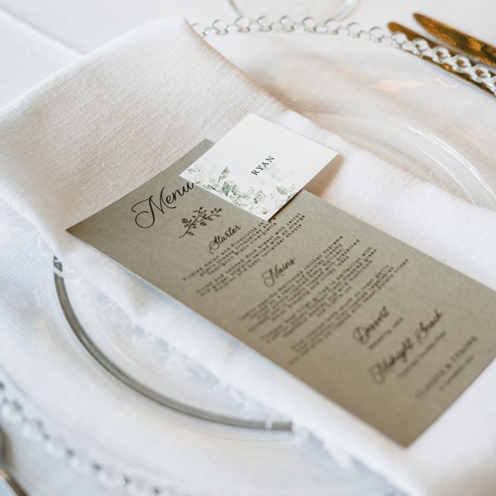 Claudia and Tyrone menus - Elri Photography