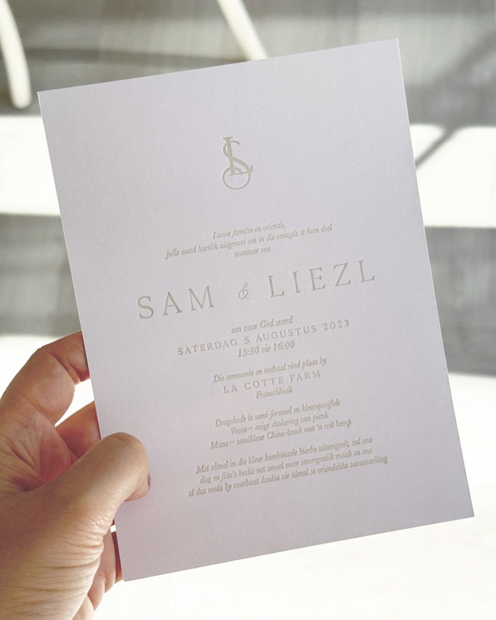 Liezel and Sam - letterpress printed invitations