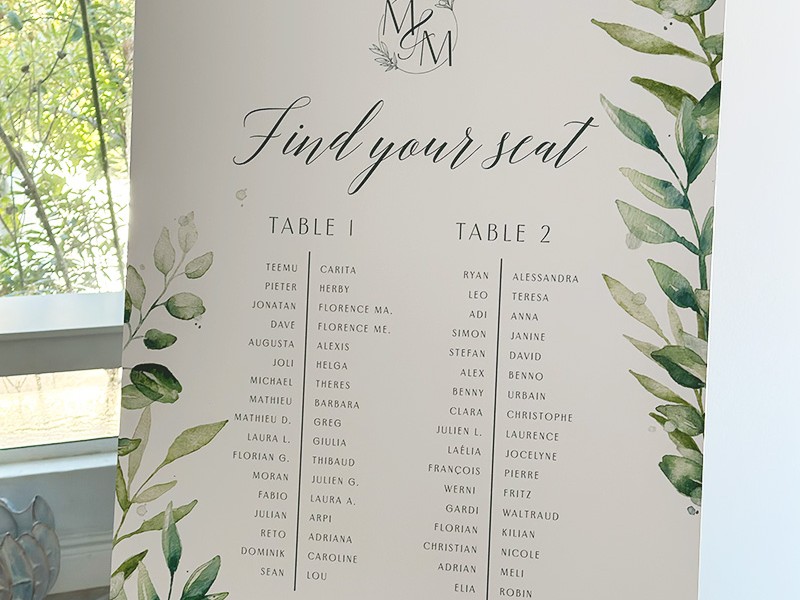 Michael and Mathieu seating plan