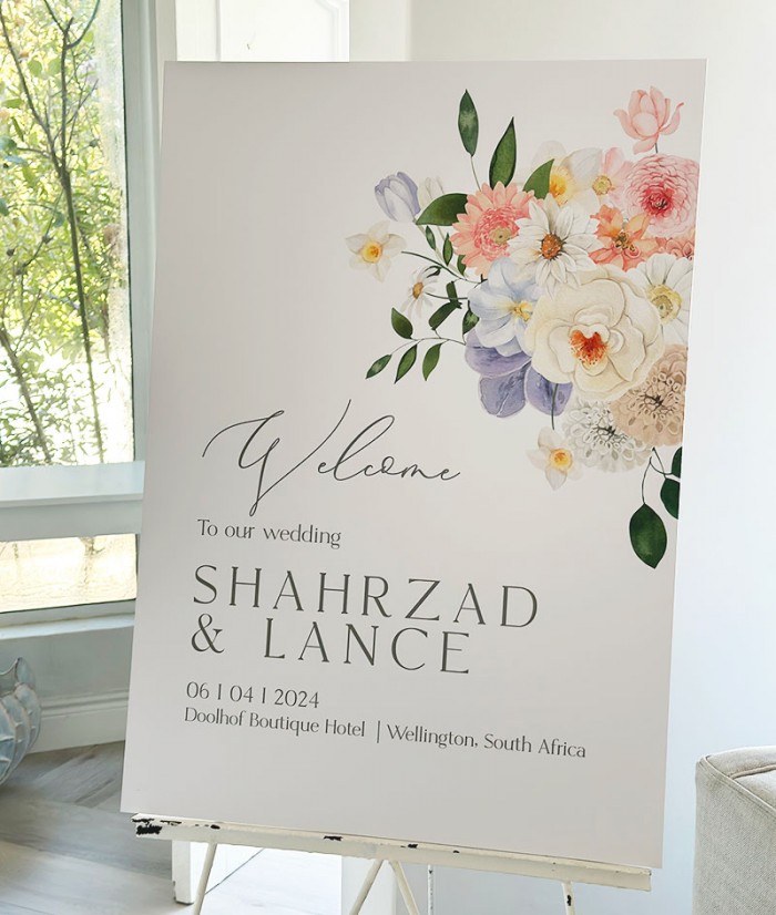 Shahrzad and Lance welcome sign