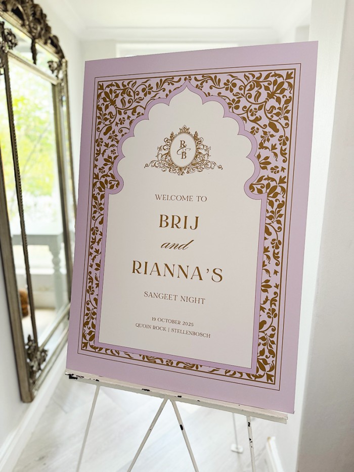 Brij and Rianna Sangeet night welcome sign