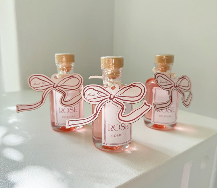 Mini rose cordial bottles