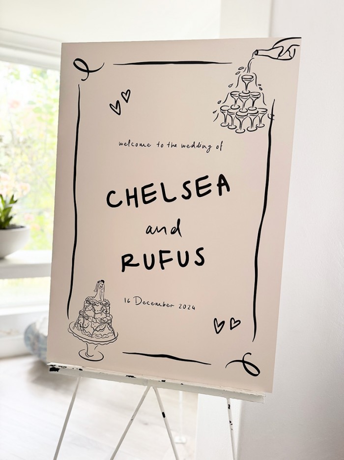 Chelsea and Rufus welcome sign