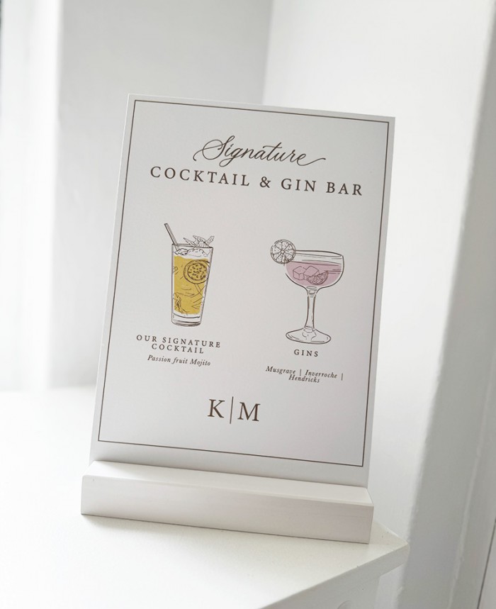 Kristy and Mark signatur drinks sign