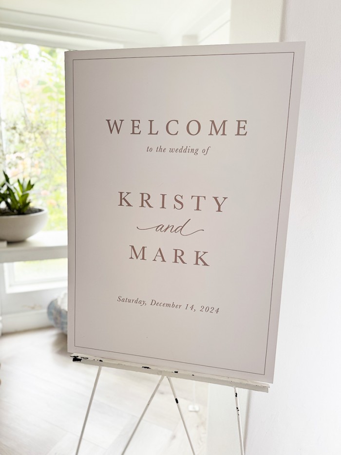 Kristy and Mark welcome sign